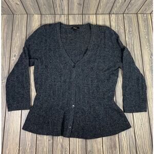 Cupio Women Cardigan‎ Sweater Wool Angora Blend Size Large Charcoal Gray